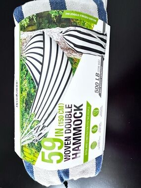 Brookstone Black & White Striped Double Hammock